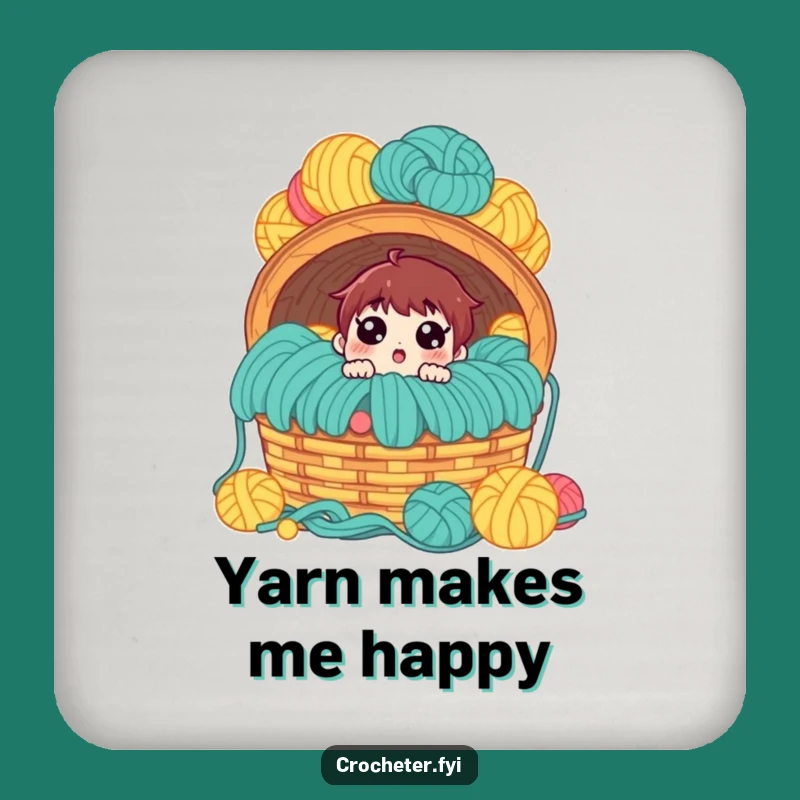 Funny Yarn Basket Coaster: Protect Surfaces with Crafter's Humor