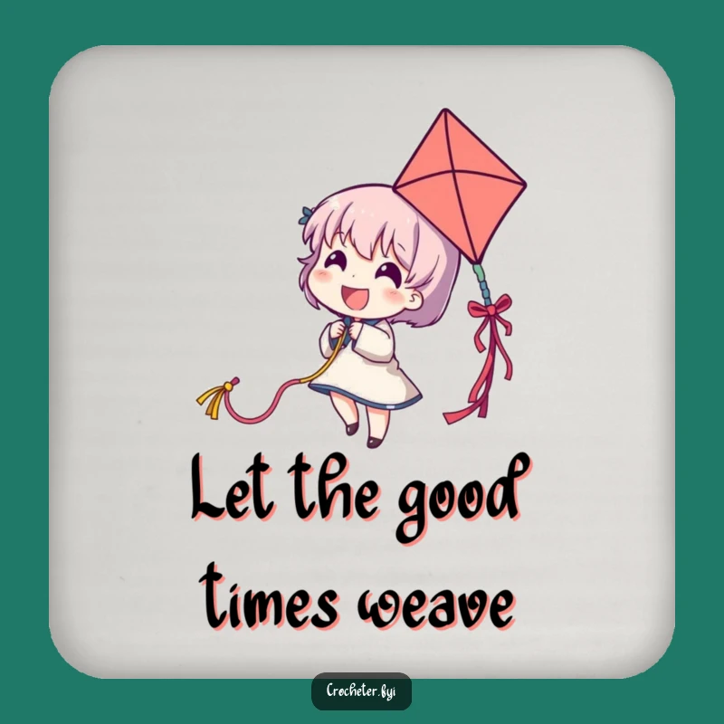 Funny Yarn Kite Coaster - Delighted Character Flying Colorful Strand, Perfect Bar Gift