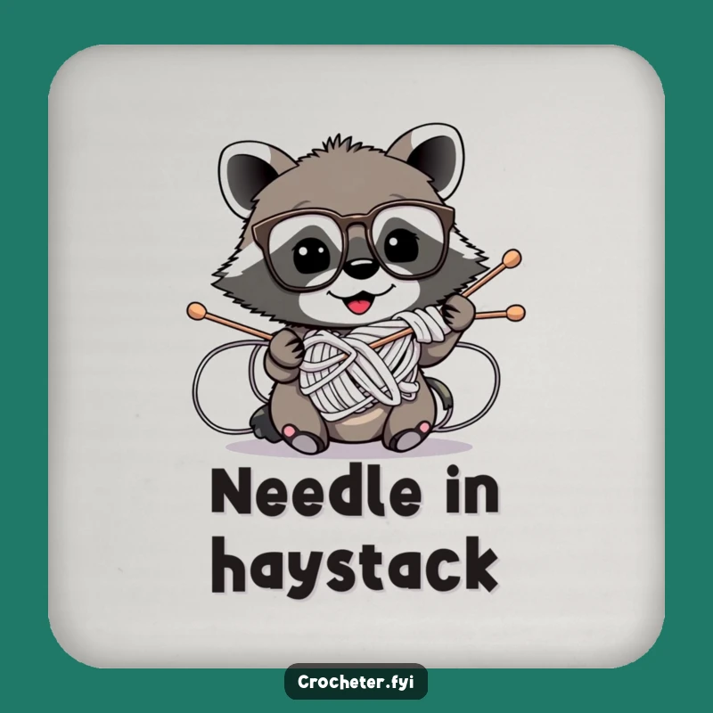 Funny Raccoon Knitting Coaster - Hilarious Gift for Drink & Craft Lovers