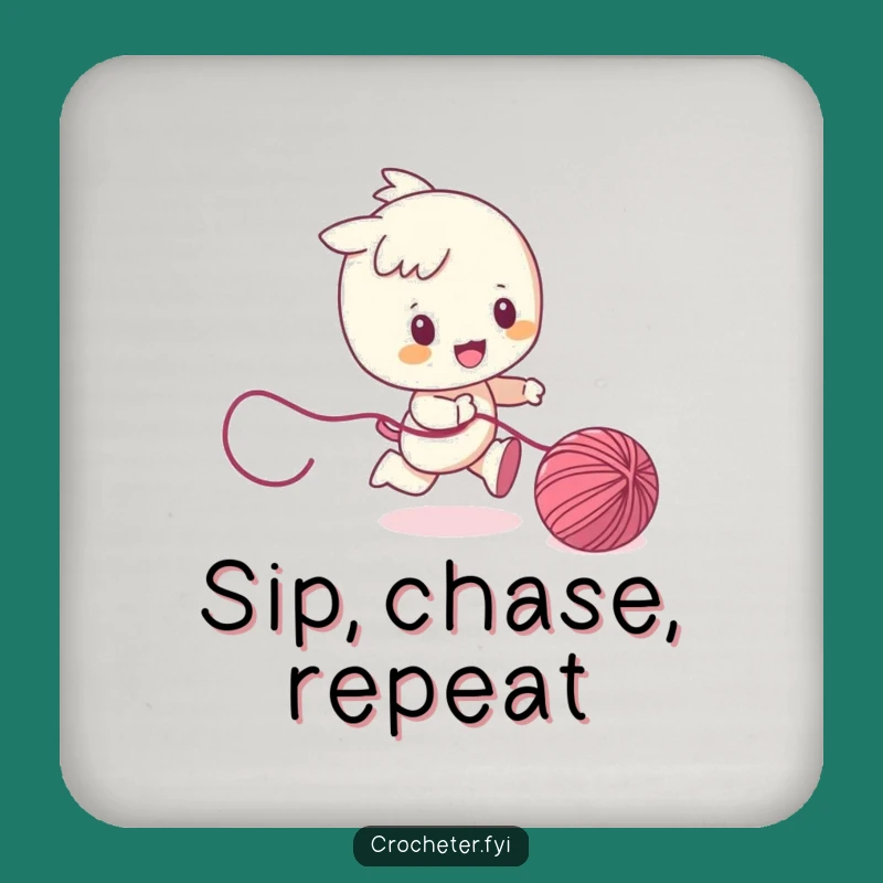 Funny Yarn Chaser Coaster: Playful Protector Funny Gift