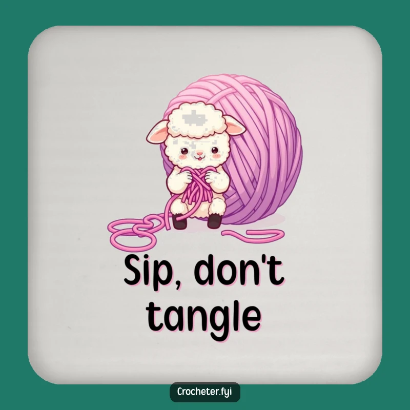 Funny Sheep Knitting Yarn Coaster: Fluffy Character Drink Mat, Party Gift