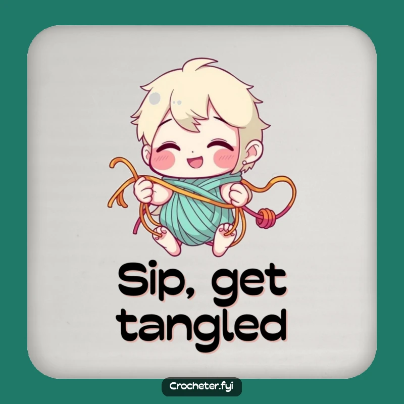 Funny Yarn Tangler Coaster: Playful Crafter Funny Gift for Yarn Tables