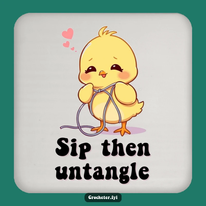 Funny Chick Unraveling Yarn Coaster - Protect Surfaces with Humor!