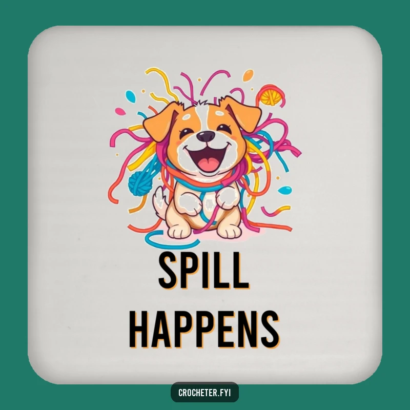 Funny Dog Yarn Explosion Coaster - Protect Surfaces with Humor
