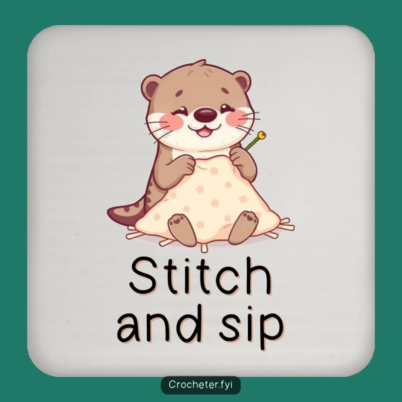 Funny Otter Stitching Coaster: Protect Surfaces with Crafting Otter Humor, Gift