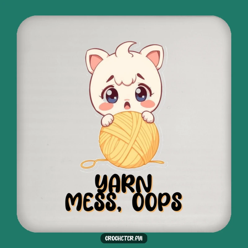 Funny Surprised Yarn Drop Coaster: Spill Alert, Wonderful Funny Gift!