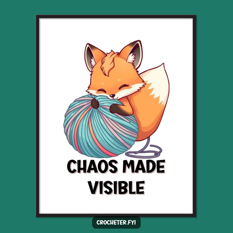 Funny Fox Yarn Poster: Add Hilarious Crafting Whimsy to Your Walls