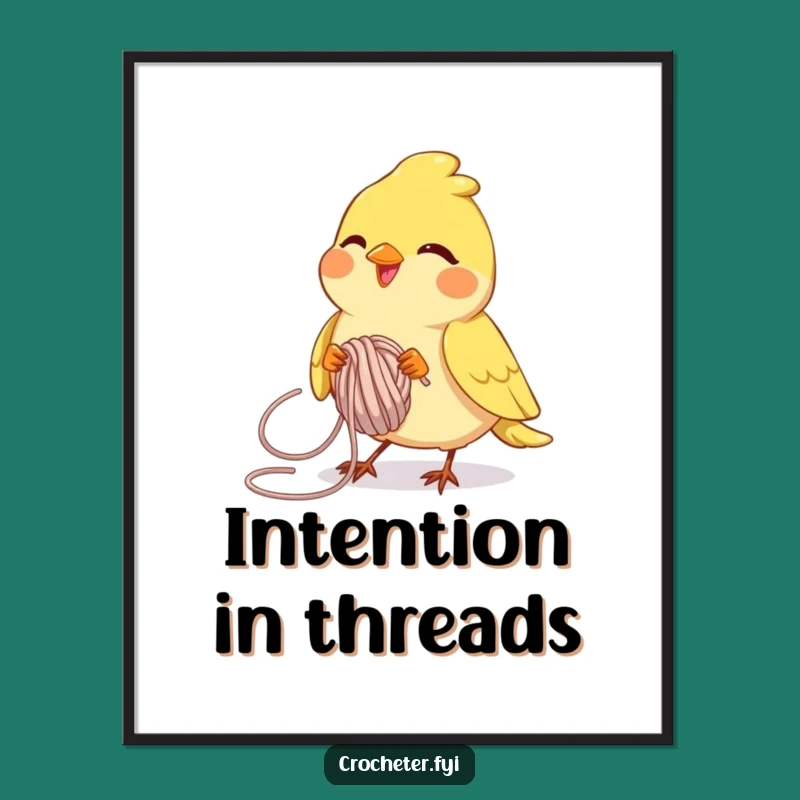 Funny Bird Yarn Looping Poster - Focused Craft Art