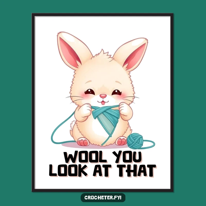 Funny Bunny Knitting Poster: Whimsical & Humorous Wall Art Gift for Craft Lovers