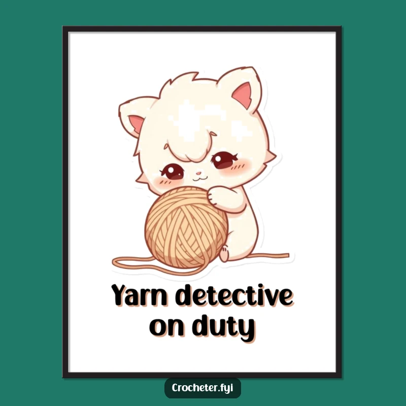 Funny Curious Yarn Poking Poster - Intriguing Wall Art for Explorers!