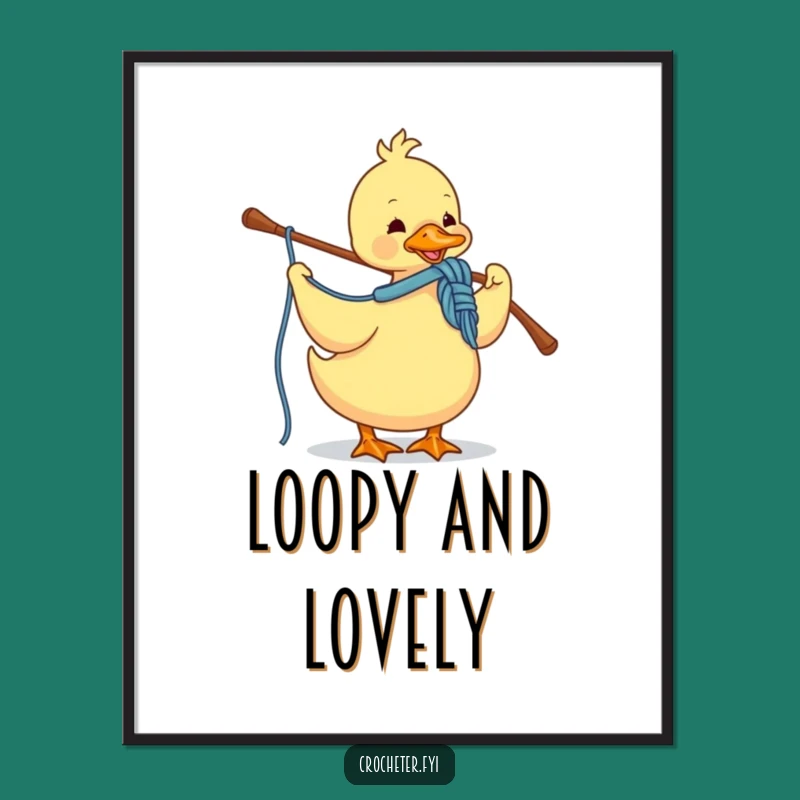 Funny Duck Crocheting Poster: Add Whimsical Crafting Art to Your Walls