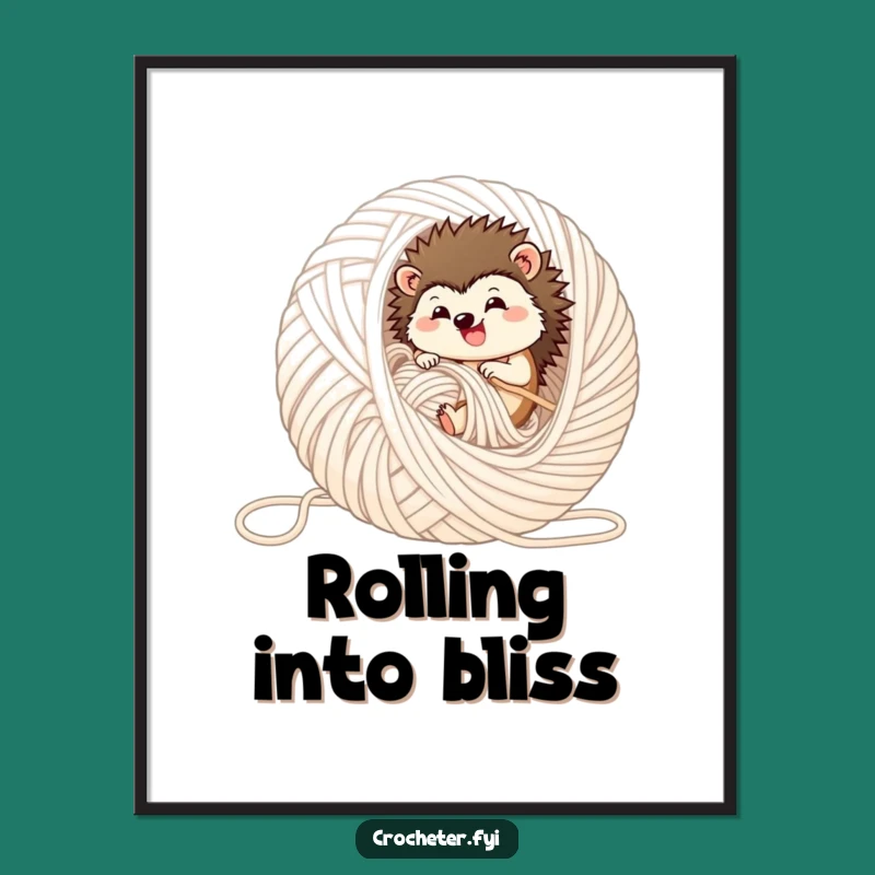 Funny Hedgehog Yarn Ball Poster - Adorable Cozy Wall Art!