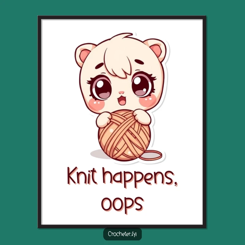 Funny Surprised Yarn Drop Poster - Hilarious Wall Art for Crafters!
