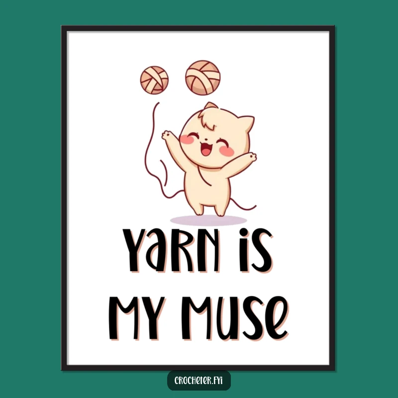 Funny Yarn Tossing Character Poster: Hilarious Wall Art for Any Room
