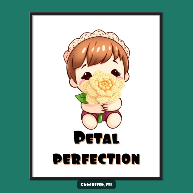 Funny Crocheted Flower Poster: Content Crafter's Floral Art Print