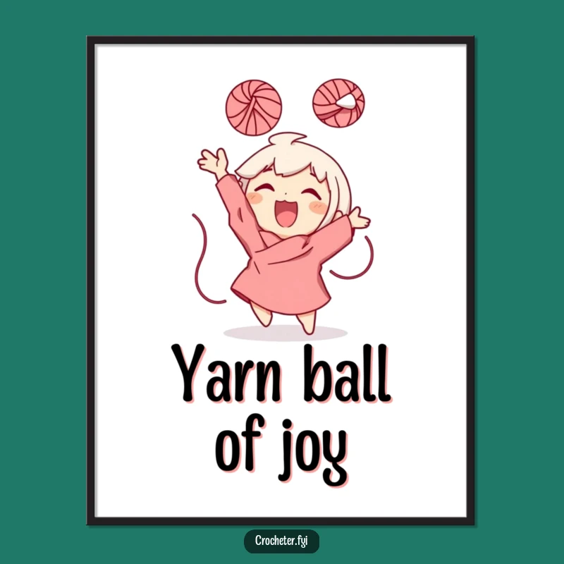 Funny Yarn Ball Character Poster: Playful Art for Humorous Spaces