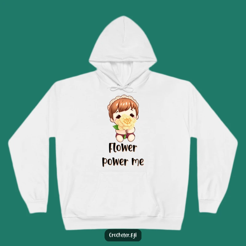Funny Crocheted Flower Hoodie: Cozy Content Crafter's Floral Comfort