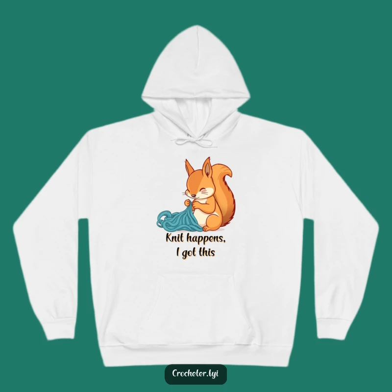 Funny Squirrel Stitch Hoodie: Cozy, Humorous Gift for Passionate Knitters and Crafters