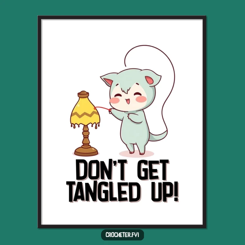 Free Printable Wall Art: Mischievous Thread Caster, Funny Downloadable Decor for Playful Spaces