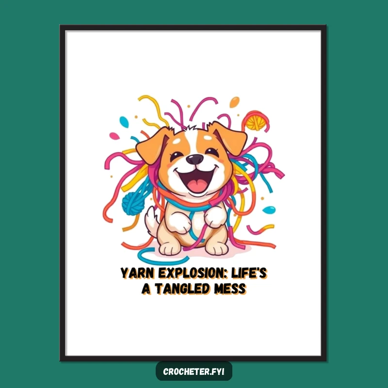 Free Printable Wall Art: Funny Dog Yarn Explosion, Downloadable Art for Cozy & Humorous Home Decor