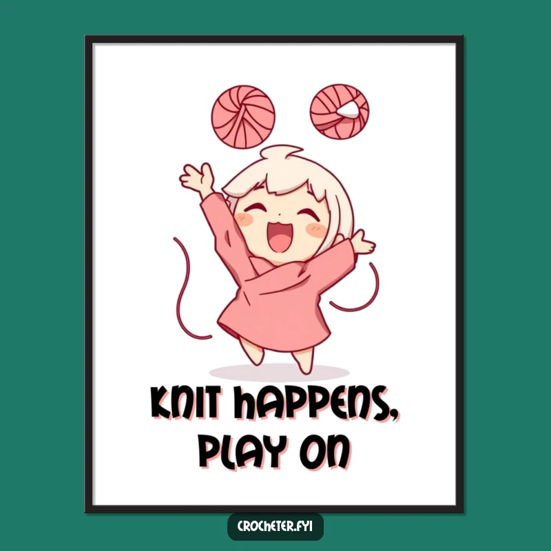 Funny Free Printable Wall Art: Yarn Ball Toss, Downloadable Decor