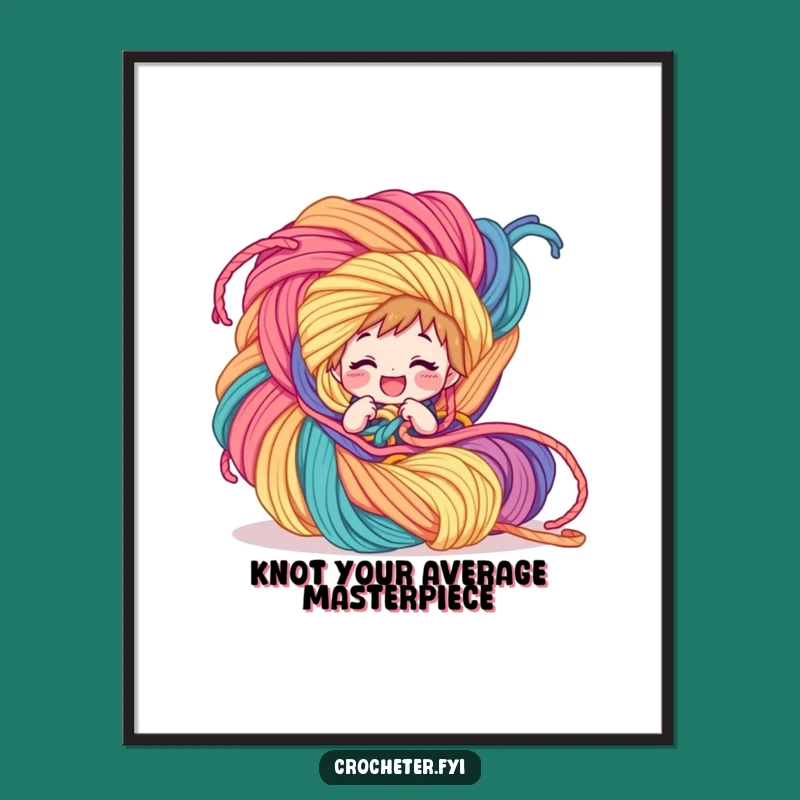 Funny Free Printable Wall Art: Giggling Yarn Tangle Character Decor