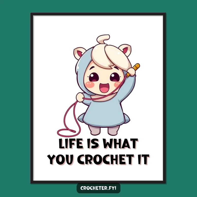 Free Printable Wall Art: Cheerful Crocheter, Funny Downloadable Art Decor!