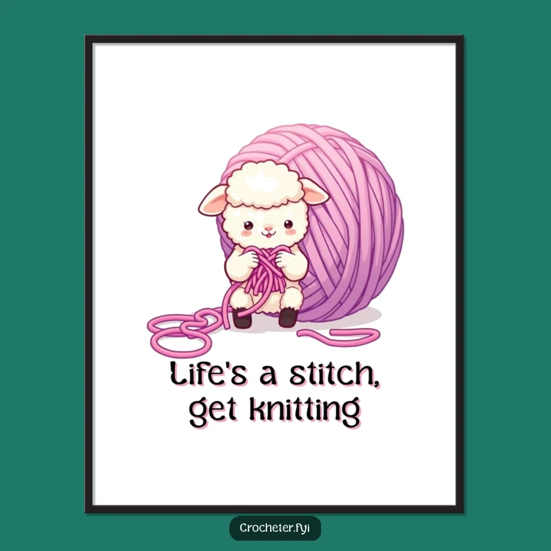 Free Printable Wall Art: Sheep Knitting Chaos, Whimsical Decor Downloadable Art