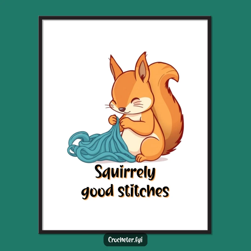 Funny Free Printable Wall Art: Squirrel Stitching Masterpiece, Downloadable & DIY Gift!