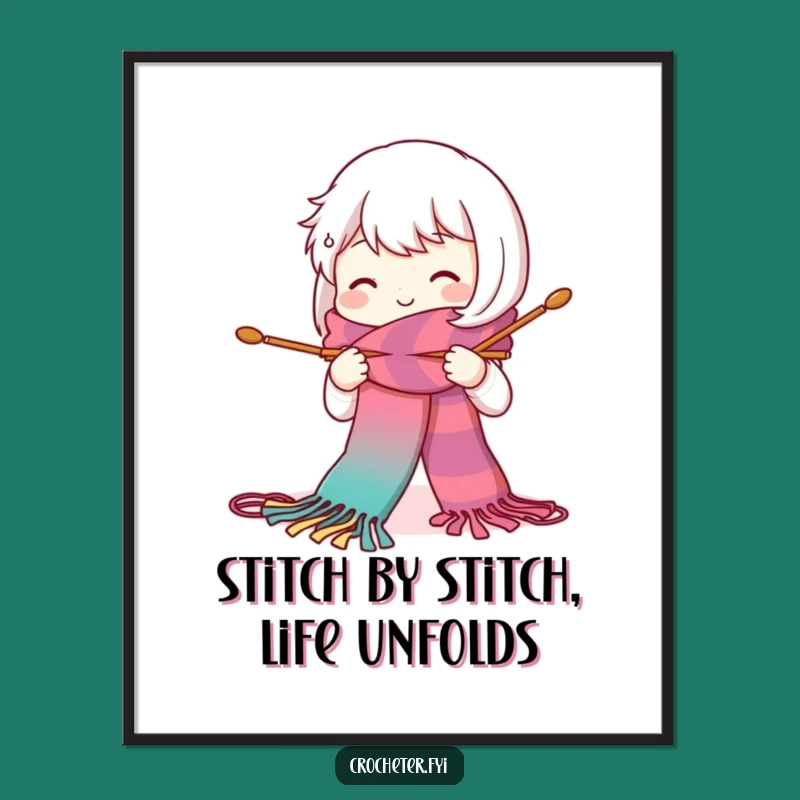 Funny Free Printable Wall Art: Knitting Character - Quirky Downloadable Decor