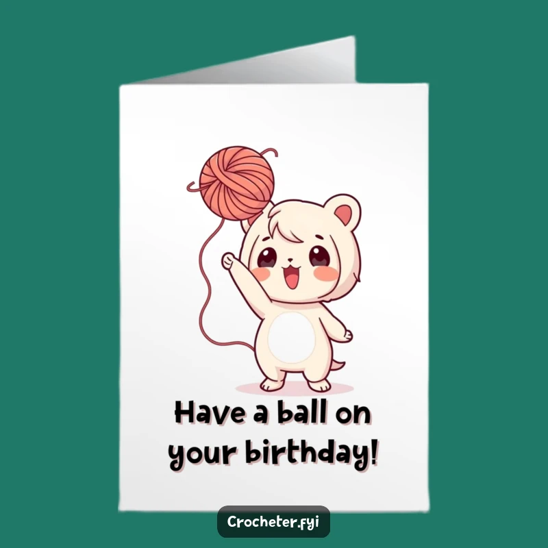 Free Printable Birthday Card: Playful Yarn Toss, Funny Downloadable Gift for Crafters!