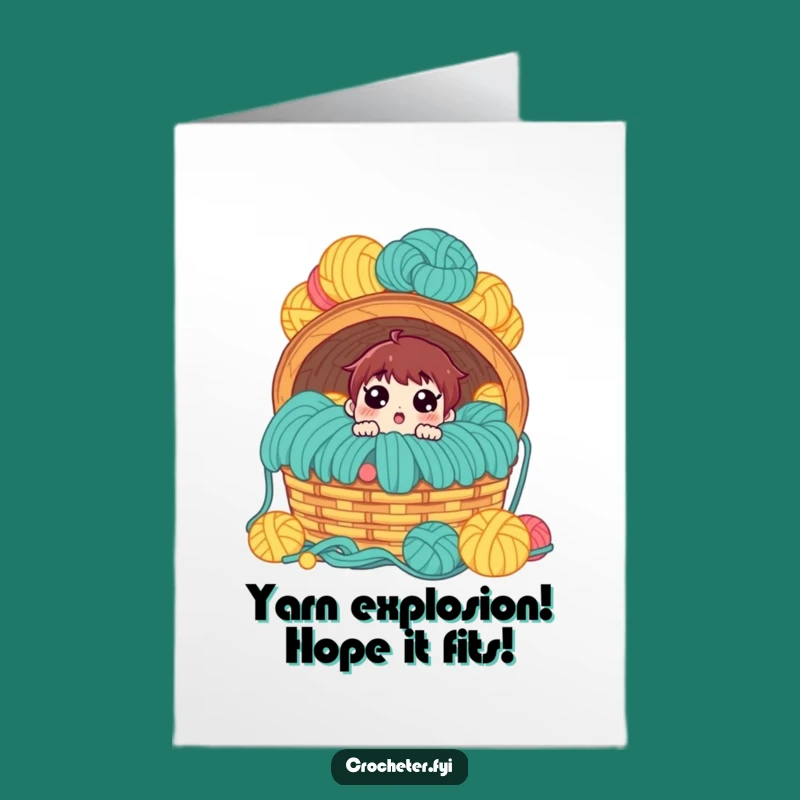 Free Printable Birthday Card: Surprised Yarn Lover, Funny Downloadable Gift for Knitters