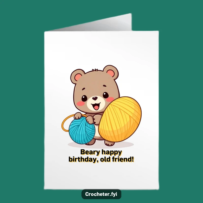 Free Printable Funny Birthday Card: Bear's Yarn Birthday Surprise