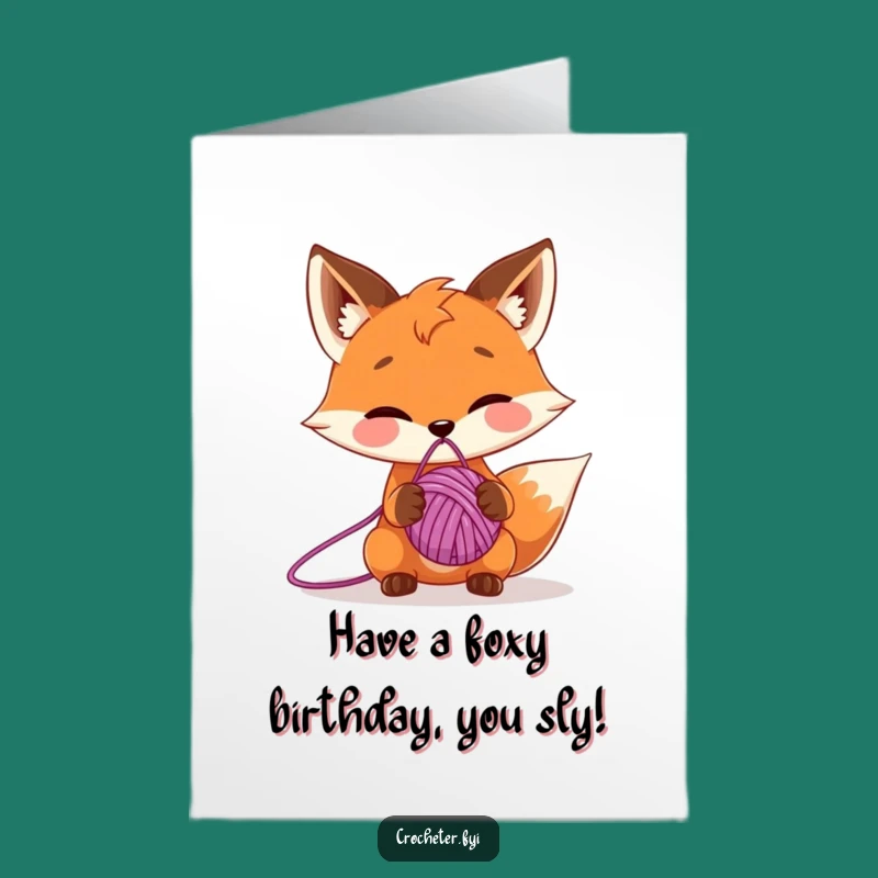Free Printable Funny Birthday Card: Fox's Yarn Birthday Balance