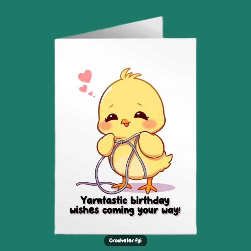 Free Printable Birthday Card: Funny Chick Unraveling Yarn Design for a Laugh