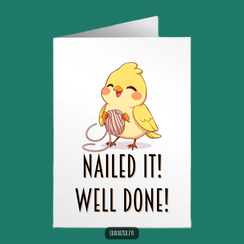 Free Printable Congrats Card: Determined Bird Yarn Crafting, DIY Downloadable Greeting for Achievements