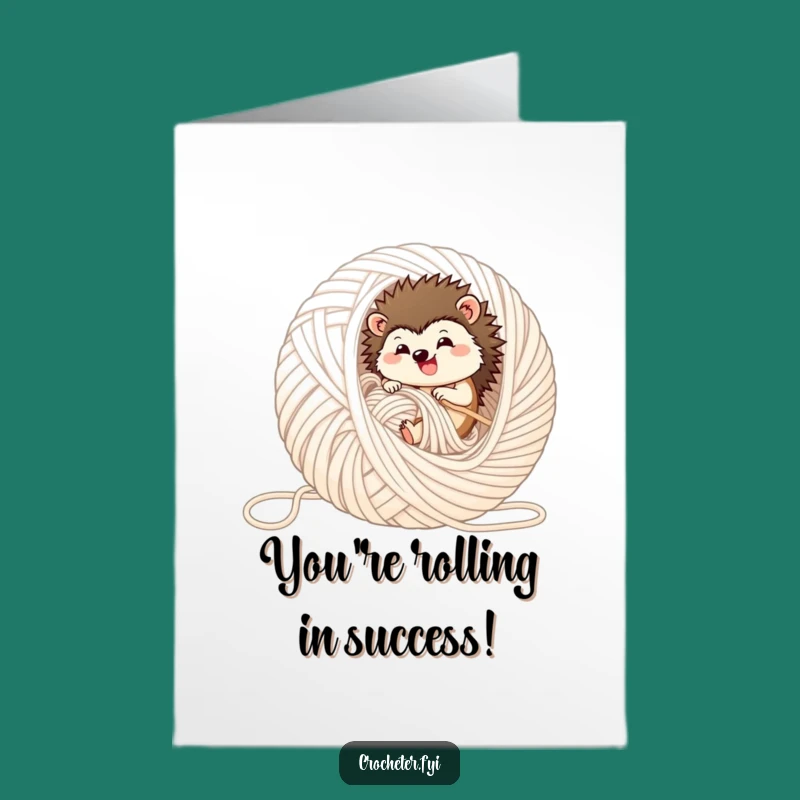 Free Printable Congrats Card: Hilarious Hedgehog Yarn Roll for Big Wins