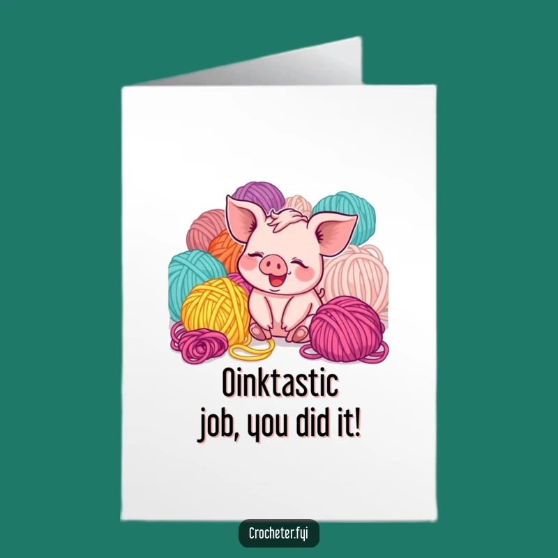 Free Printable Congrats Card: Piglet Yarn Celebration, A Funny Downloadable Gift!