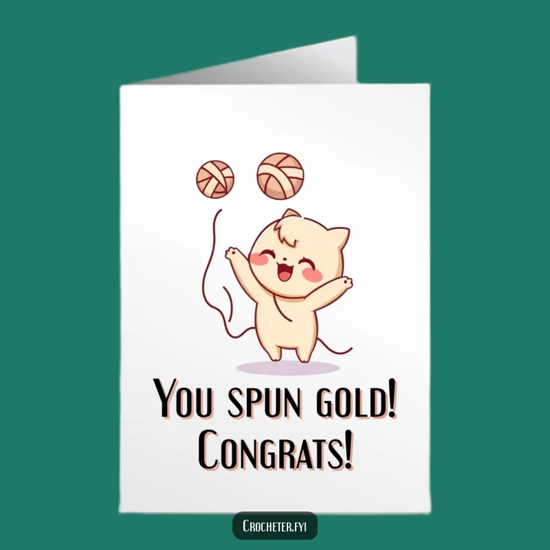 Free Printable Funny Congrats Card: Yarn Tossing Character - Humorous Downloadable Gift
