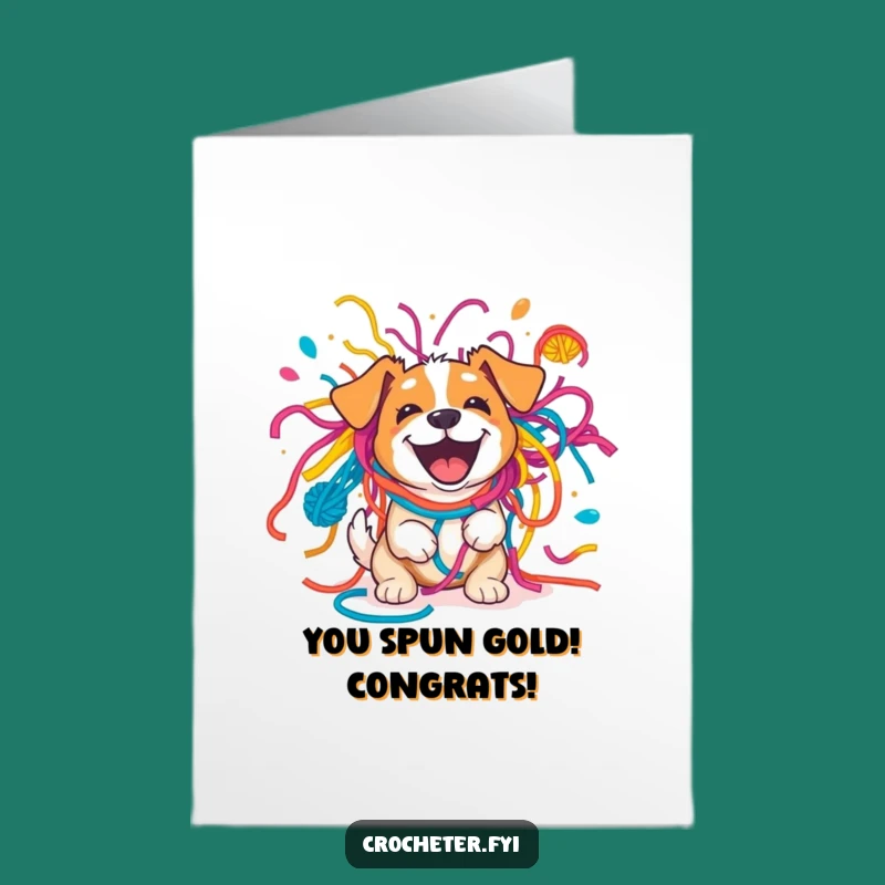Free Printable Congrats Card: Funny Dog Yarn Mess, DIY Downloadable Greeting for Any Achievement