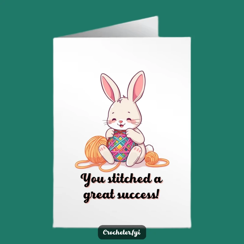 Free Printable Congrats Card: Bunny Stitching Success - Funny Downloadable