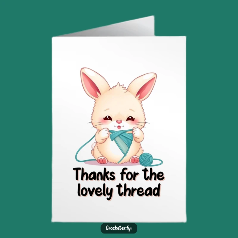Free Printable Thank You Card: Bunny Knitting Gratitude - Funny Downloadable