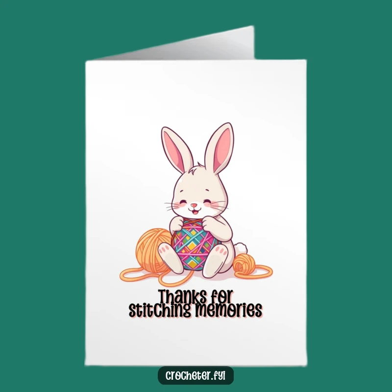 Free Printable Thank You Card: Bunny Stitching Thanks - Funny Downloadable