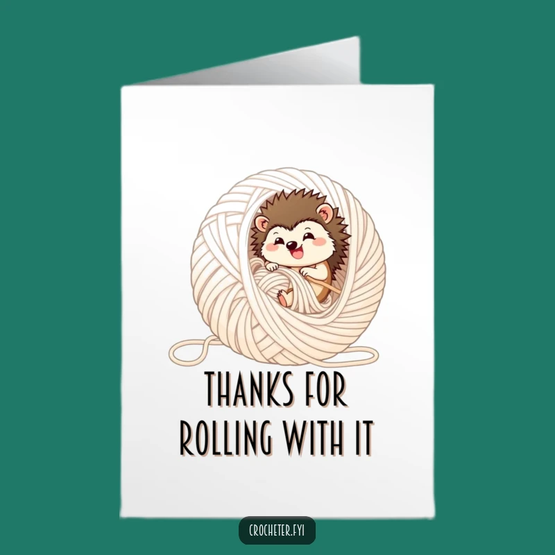 Free Printable Thank You Card: Adorable Hedgehog in Yarn for Gratitude