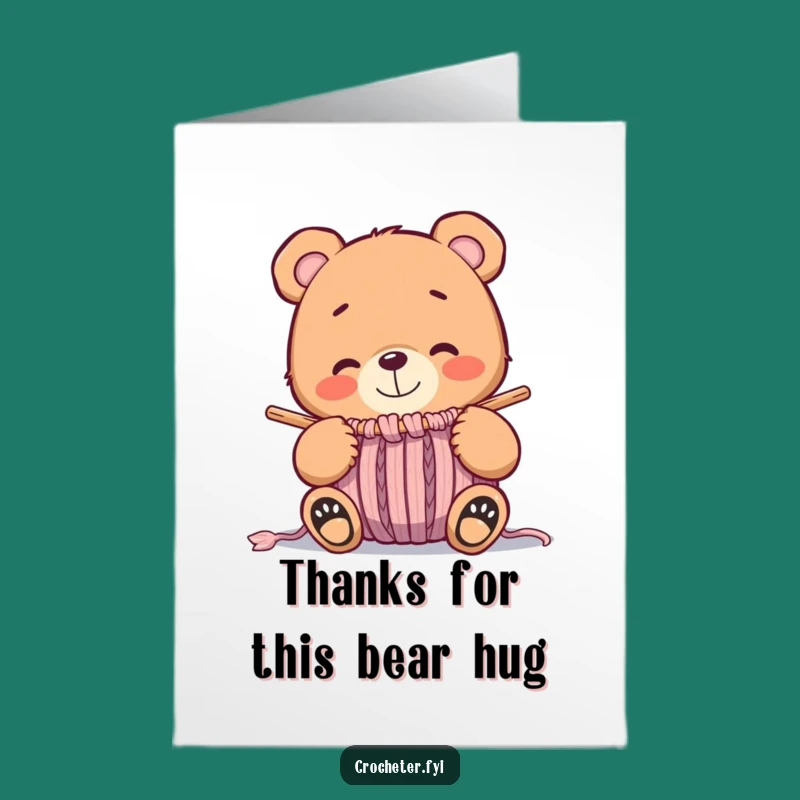 Free Printable Thank You Card: Content Bear Knitwear, DIY Downloadable Greeting for Appreciation