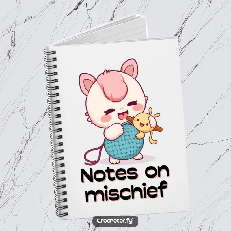Funny Notebook: A mischievous character playfully tickles a friend with a crochet hook, perfect for jotting down jokes and ideas.