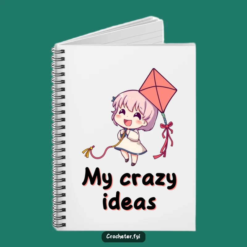 Funny Yarn Kite Notebook - Delighted Character Flying Colorful Strand, Perfect Gift