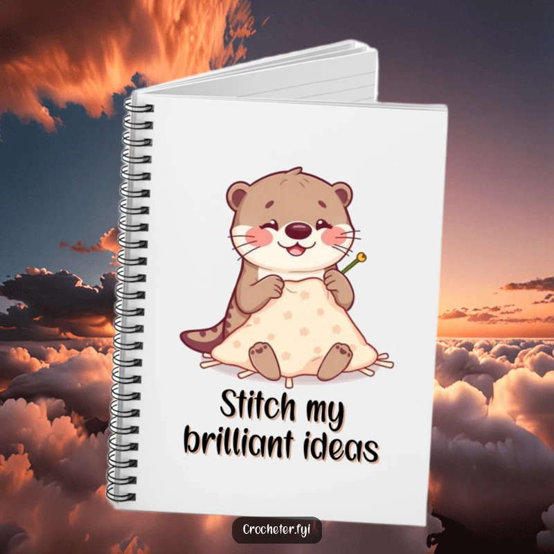 Funny Otter Stitching Notebook: Happy otter humorously stitches with large, clumsy needles, ideal funny gift journal.