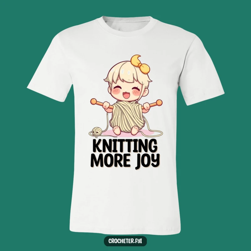 Funny Knitting Character T-Shirt: Wear Your Hobby with Enthusiastic Style