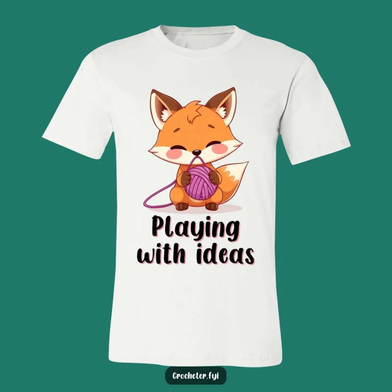 Funny Fox Yarn Ball T-Shirt: Comedic Cartoon Animal Apparel